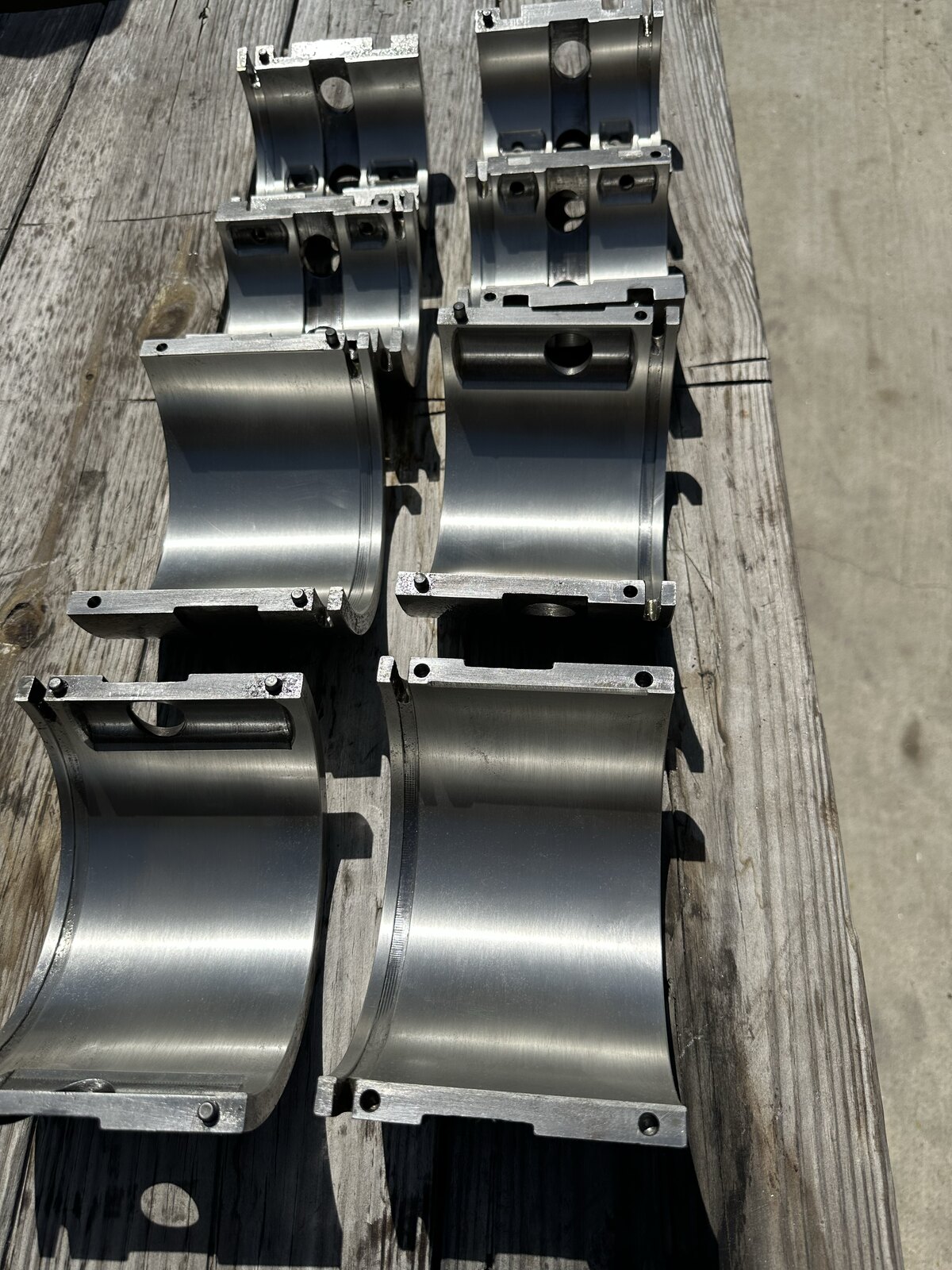 Freshly poured and machined Babbitt bearings